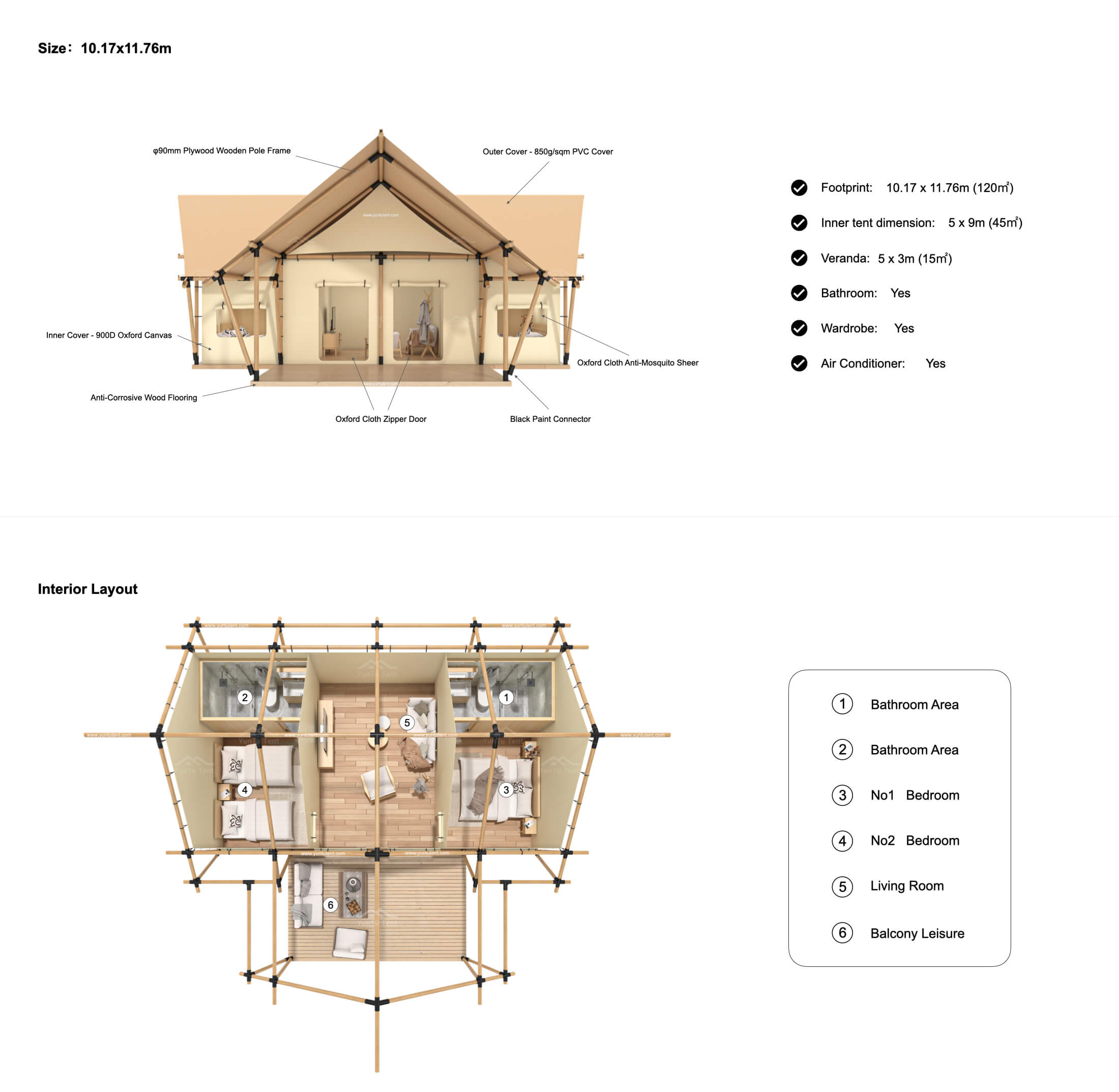 Safari Tent -T- Shaped safari tent t shaped