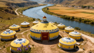 luxury double slope steel&bamboo(model c) style palace yurt