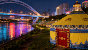 luxury double slope steel&bamboo(model c) style palace yurt