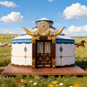 Jimeng 2025 11 29 6450 切换背景，主题蒙古包的花纹不变，切换多个角度画面，生成正面，左右侧面等等，或者多.1 1 300x300